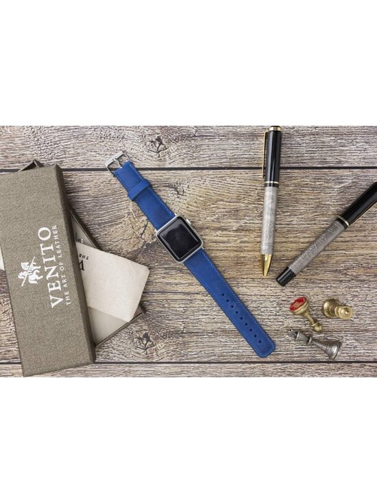 Stylish Antique Dark Blue Leather Apple Watch Band 49mm 45mm 44mm 42mm - iWatch main image 7